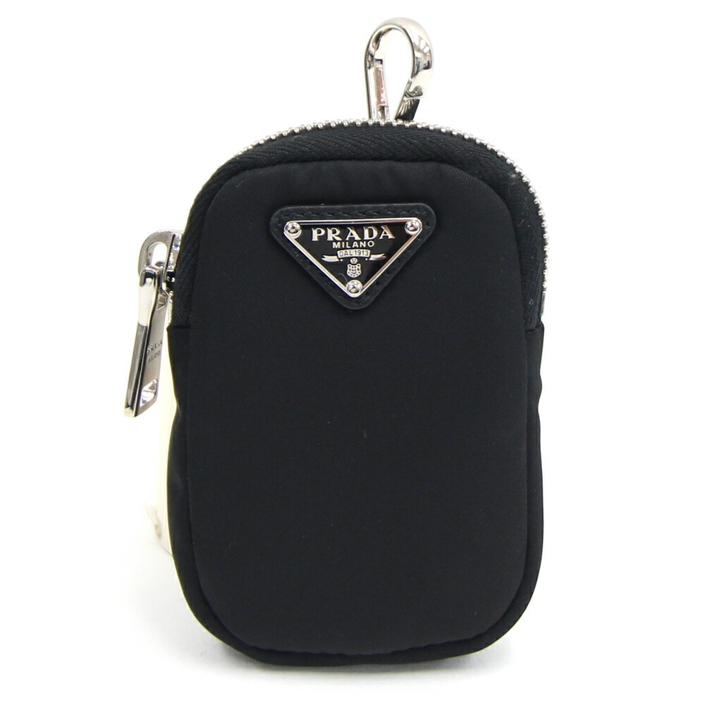 Prada Nylon Pouch Black Eco Leather bag charms logo